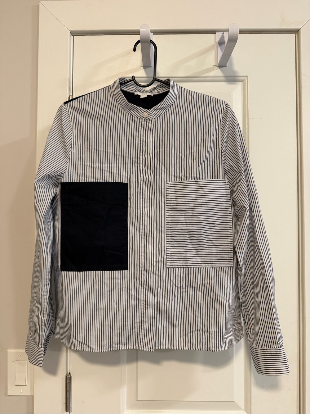 Cos stripes mandarin collar long sleeve top